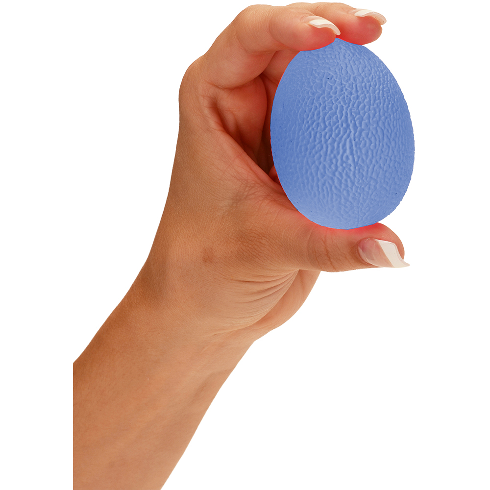 HAND HOLDING SQUEEZE EGG BLUE